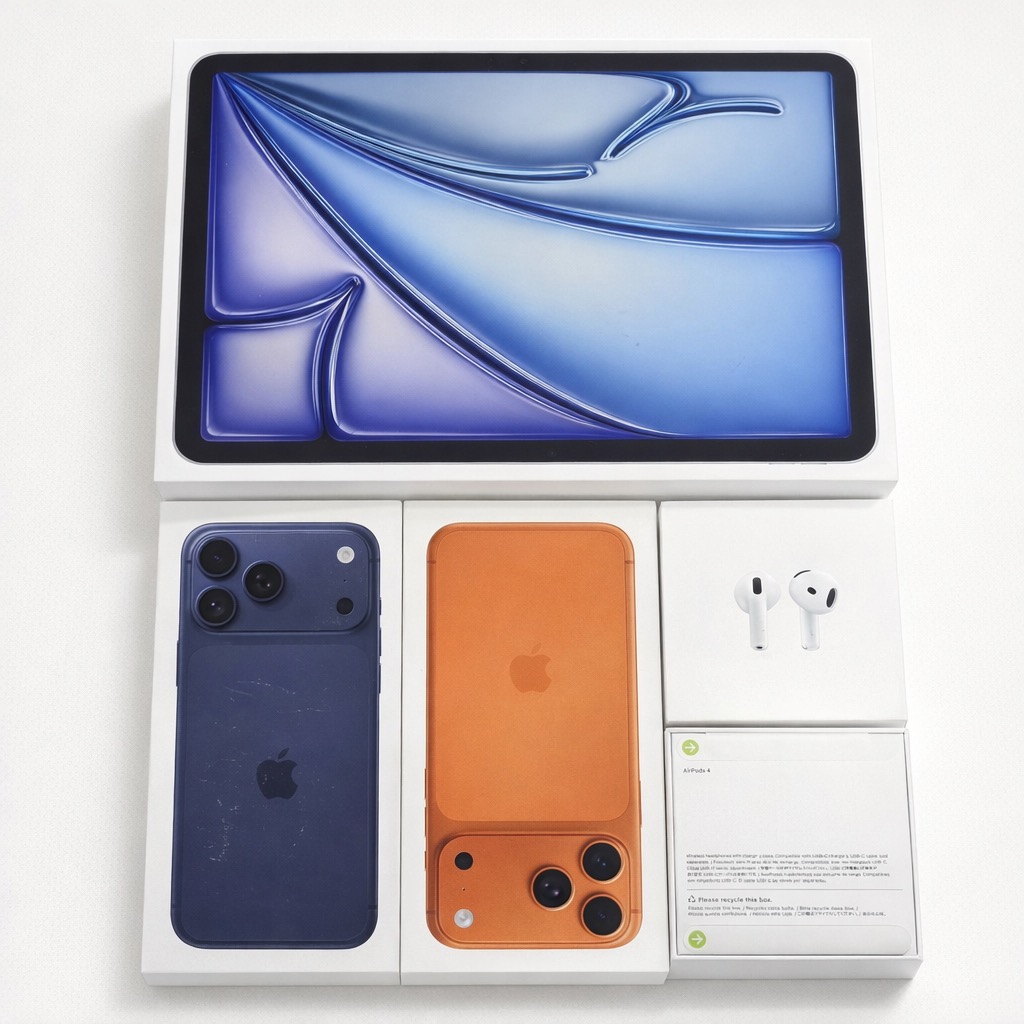 Apple device bundle photo with iPhone, iPad and AirPods at The Source Arena JA.